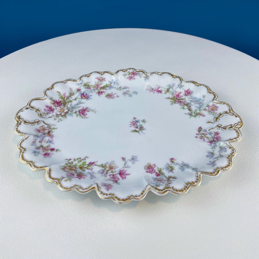 Haviland Limoges Oval Platter – Wild Roses & Scalloped Edge