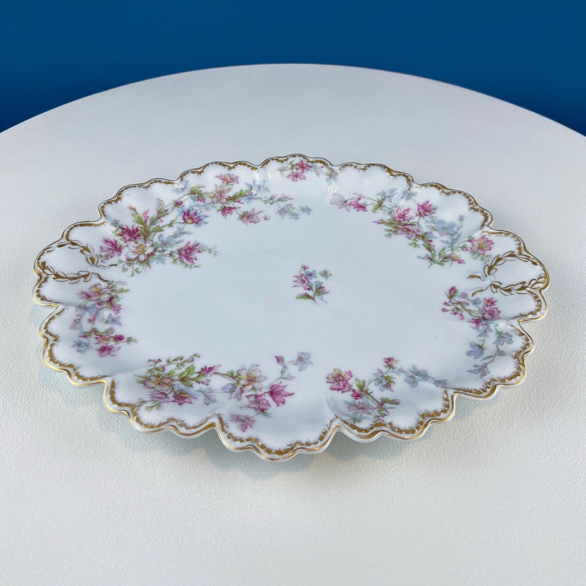 Haviland Limoges Oval Platter – Wild Roses & Scalloped Edge