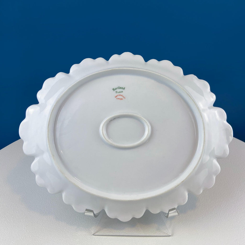 Haviland Limoges Oval Platter – Wild Roses & Scalloped Edge