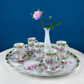 Antique Hot Chocolate Serving Set – Wild Roses, Oval Tray & 5 Cups