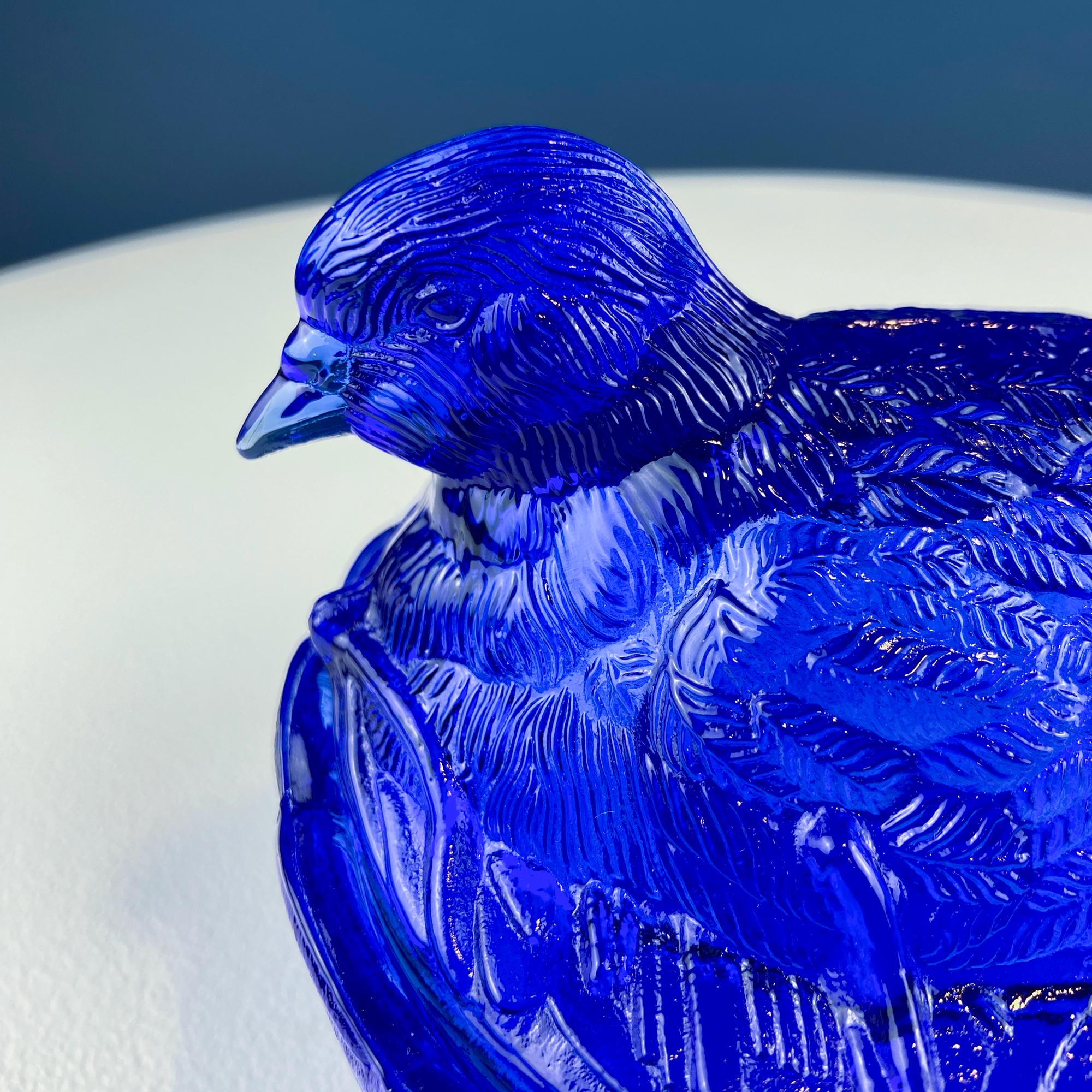 Cobalt Blue Glass Nesting Dove Lidded Serving Dish