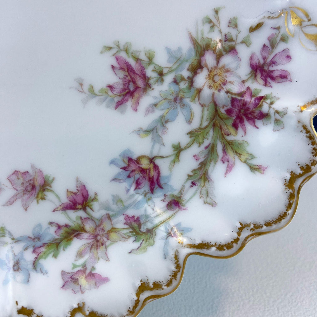Haviland Limoges Oval Platter – Wild Roses & Scalloped Edge