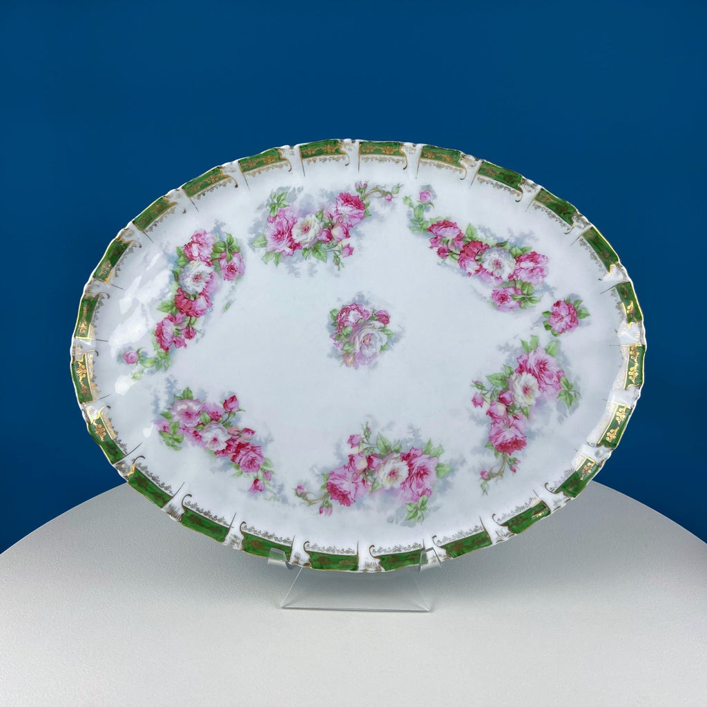 Antique Hot Chocolate Serving Set – Wild Roses, Oval Tray & 5 Cups