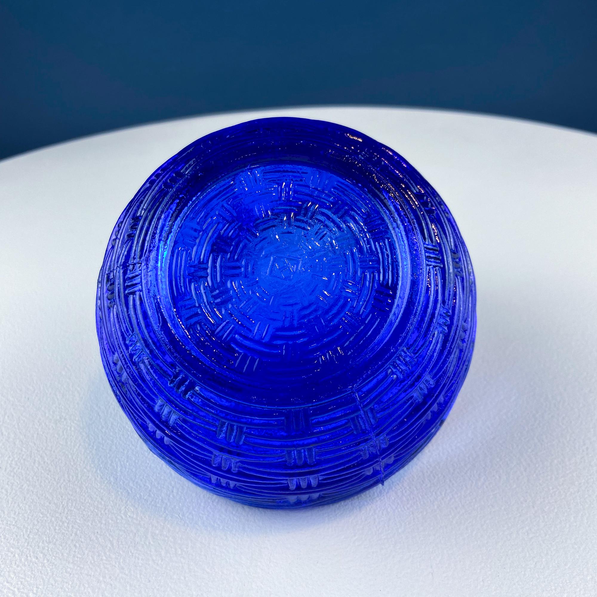 Cobalt Blue Glass Nesting Dove Lidded Serving Dish