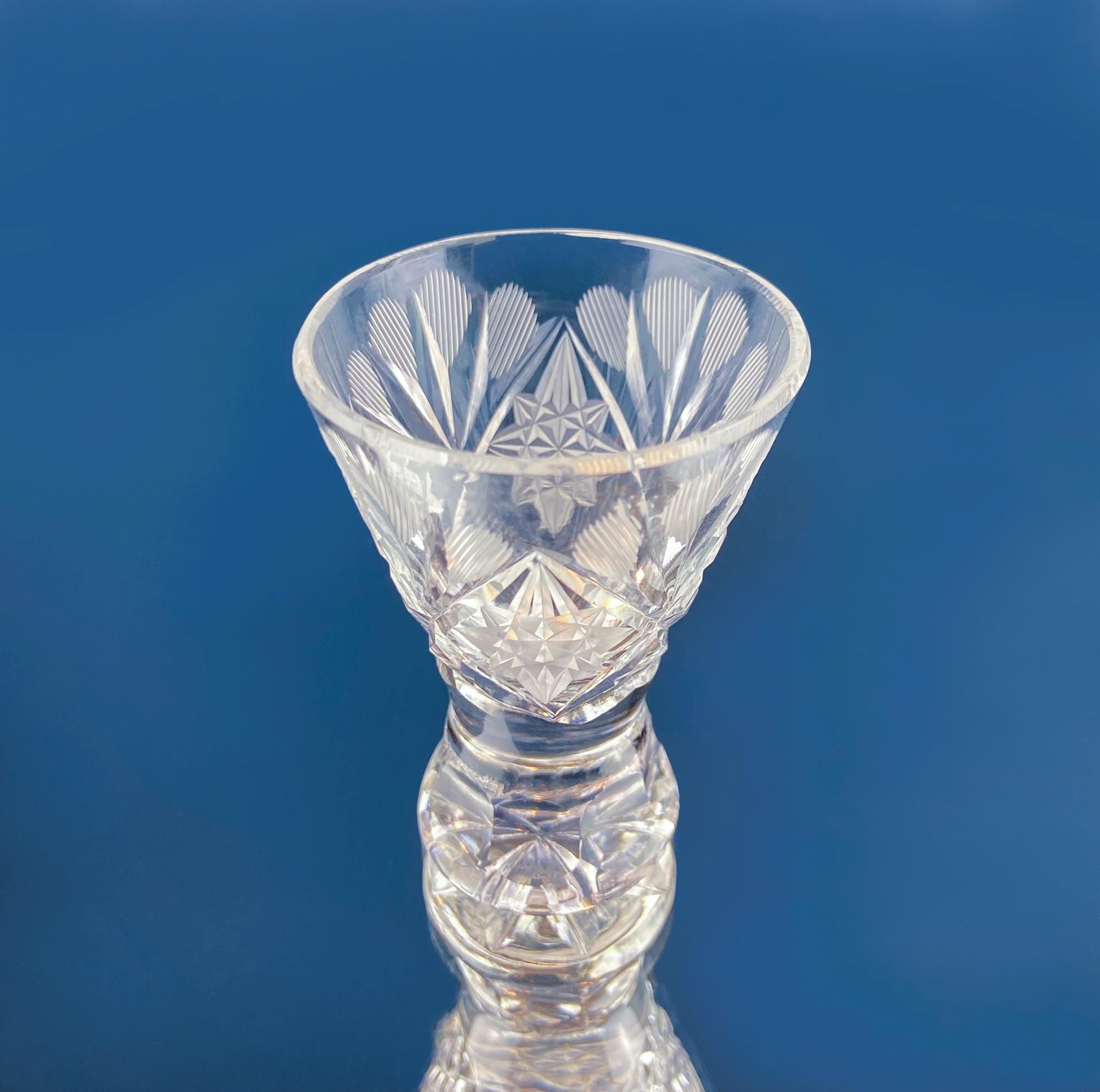 Vintage Bohemian Crystal Stemmed Shot Glasses, Set of 10