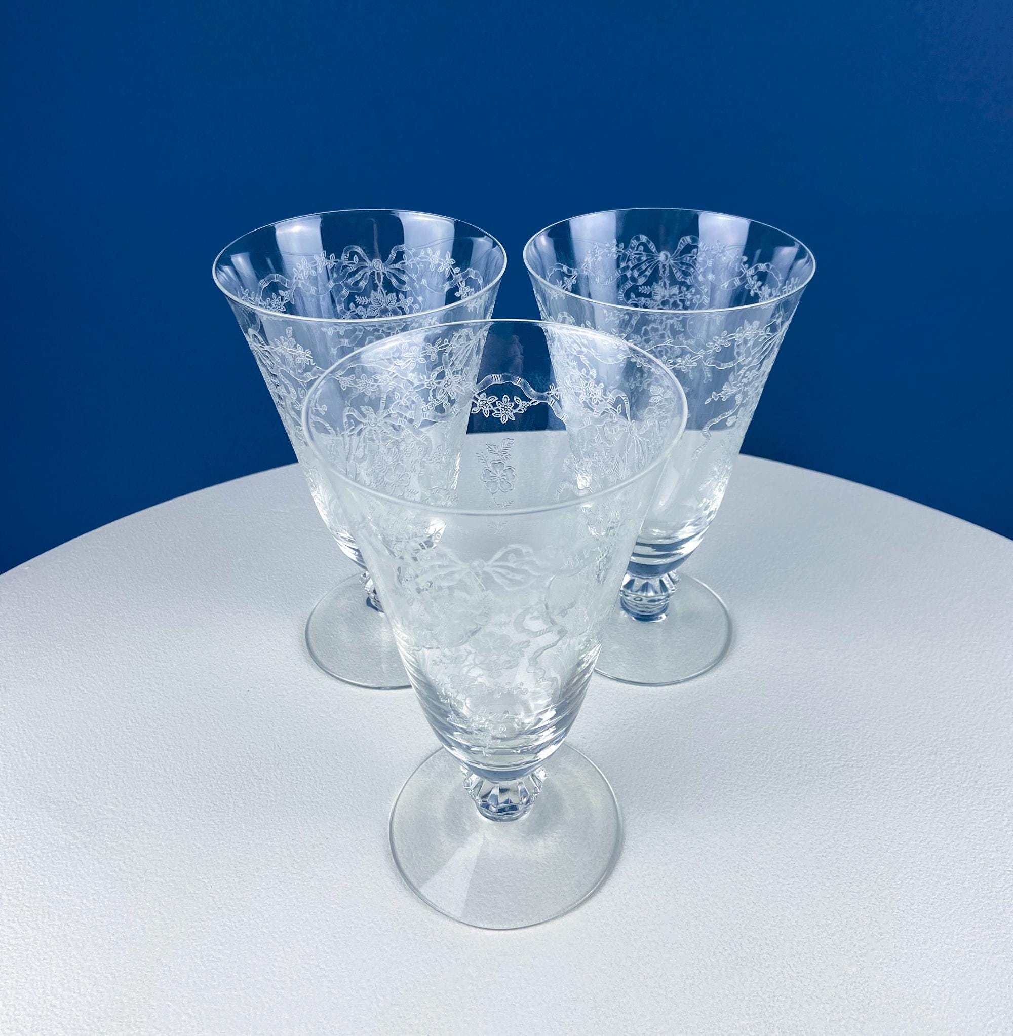 Fostoria Romance Etched Crystal Goblets – Set of 5