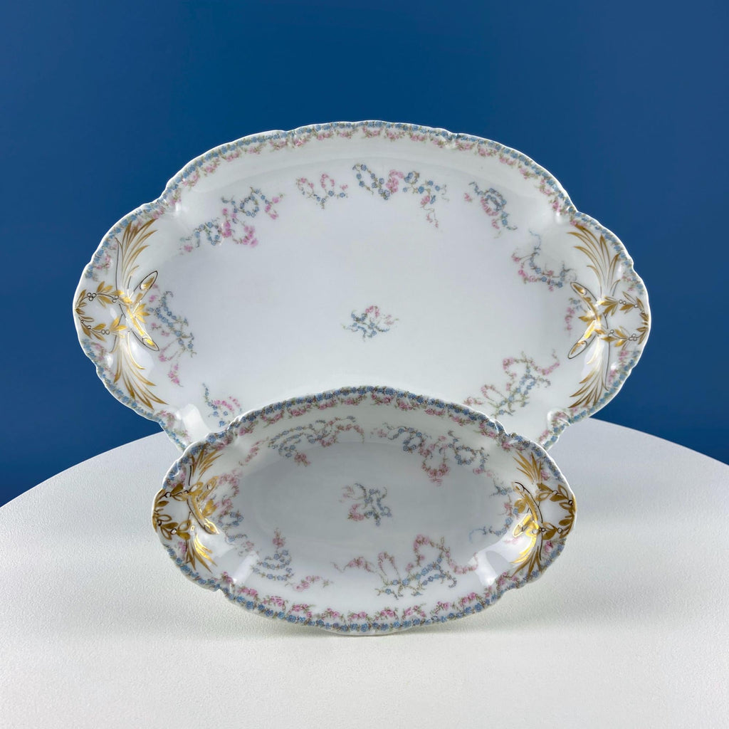 Antique Limoges Forget-Me-Not & Tea Rose Breakfast Set – Service for 8