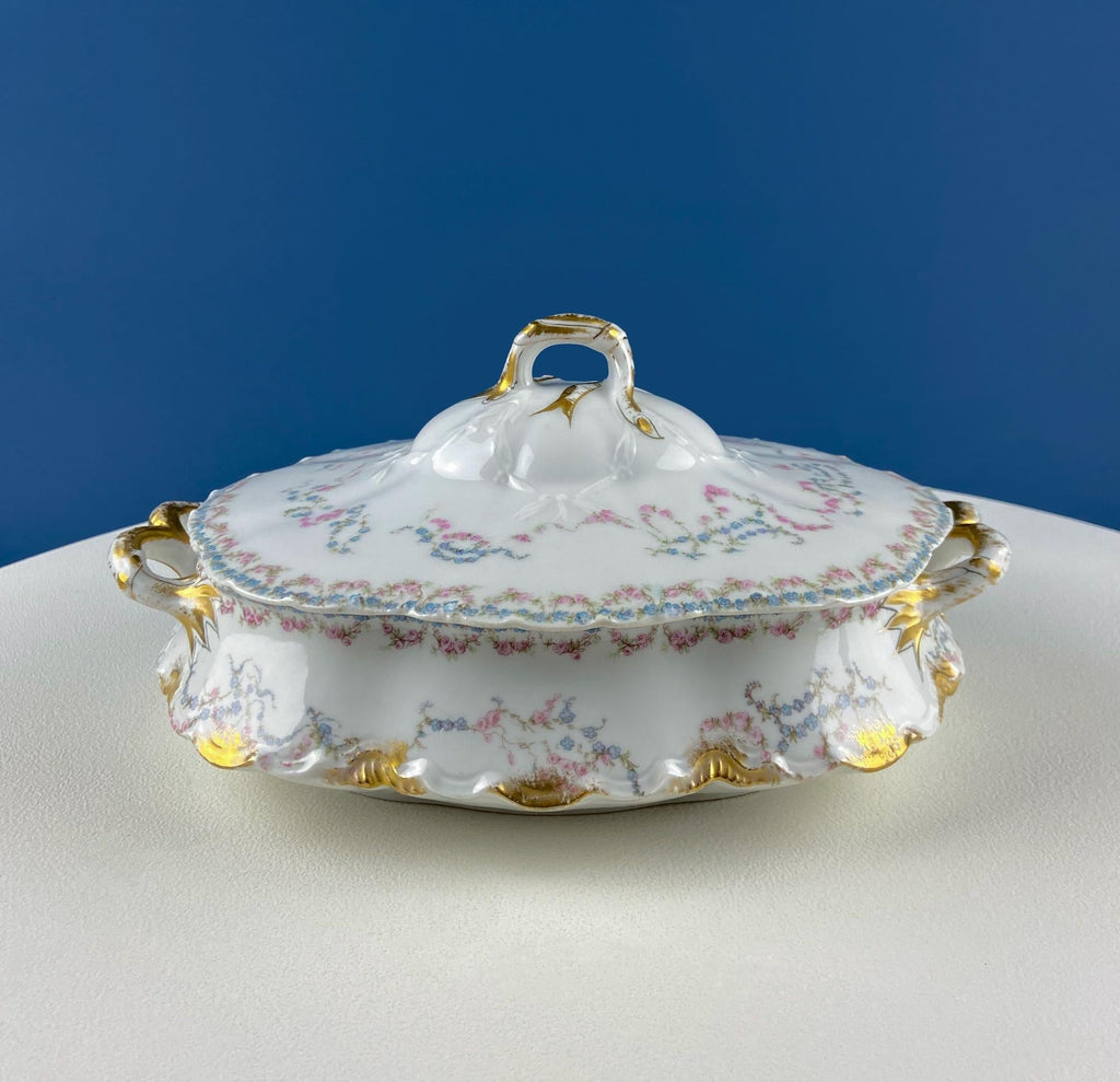 Antique Limoges Forget-Me-Not & Tea Rose Breakfast Set – Service for 8