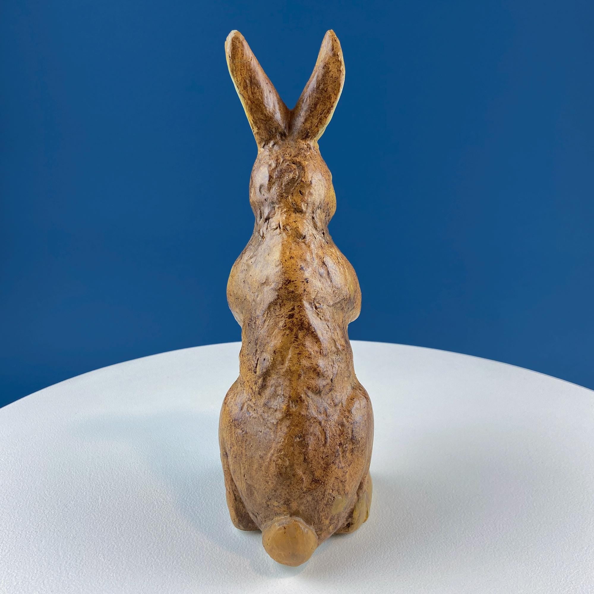 Vintage Rustic Brown Bunny with Pink Egg Figurine. Easter Display. Spring Celebration. Modern Farmhouse. Kids Room. Dining Table Room Decor.