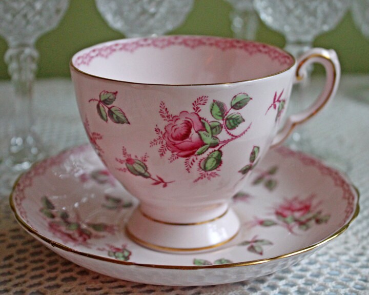 Royal Stafford Berkeley Rose Square Tea Cup & Saucer – Made in England