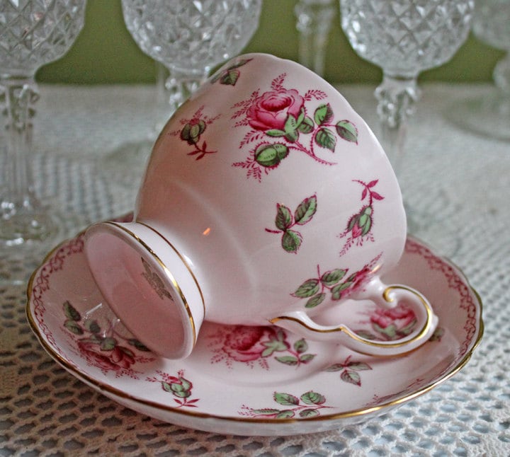 Royal Stafford Berkeley Rose Square Tea Cup & Saucer – Made in England