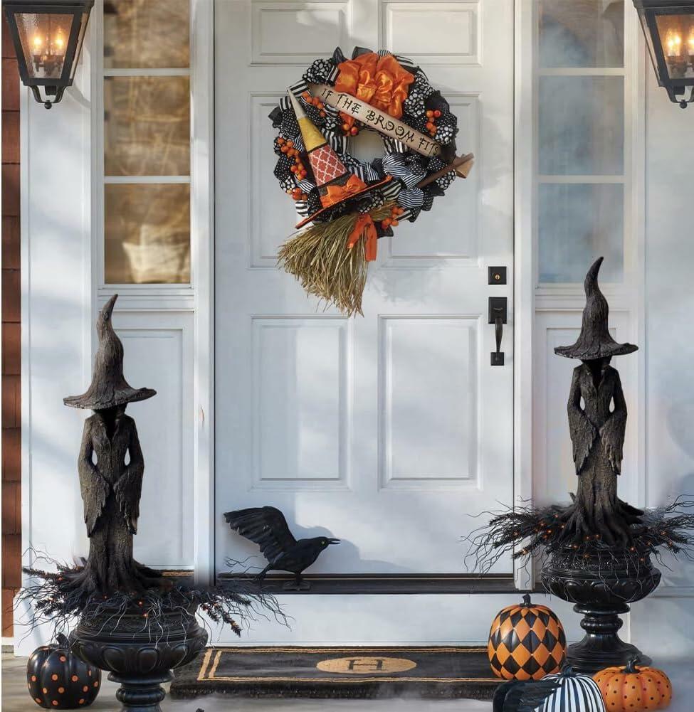 ZENNITHON Witch Statue Resin Black Halloween Collectible Spooky Display