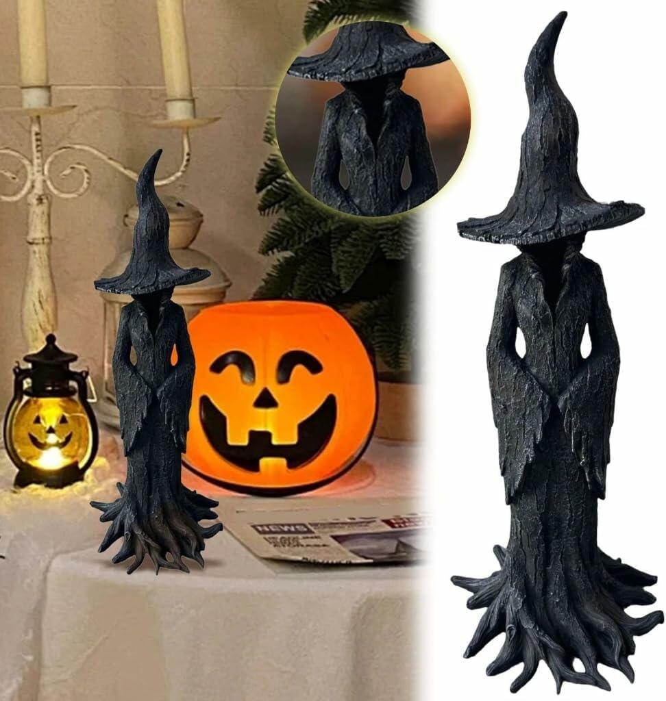 ZENNITHON Witch Statue Resin Black Halloween Collectible Spooky Display