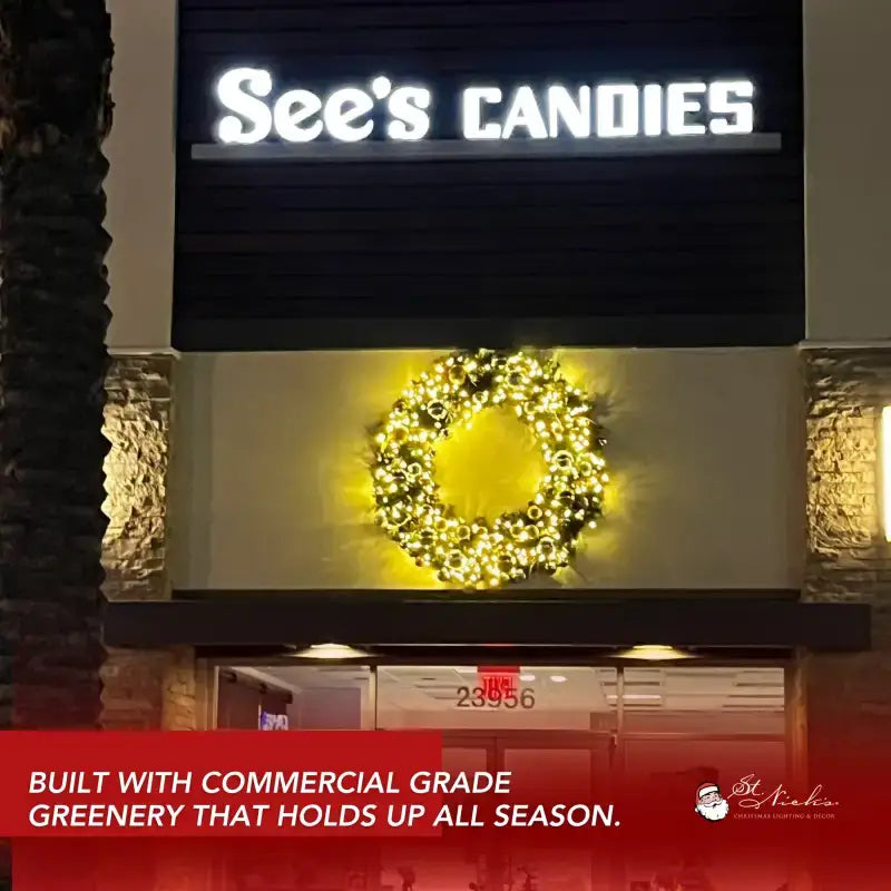 Yuletide Wreath with Warm White Lights -Silver and Gold
