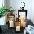 Set of 3 Stainless Steel Lantern  (12/15/19'') -Rose Gold