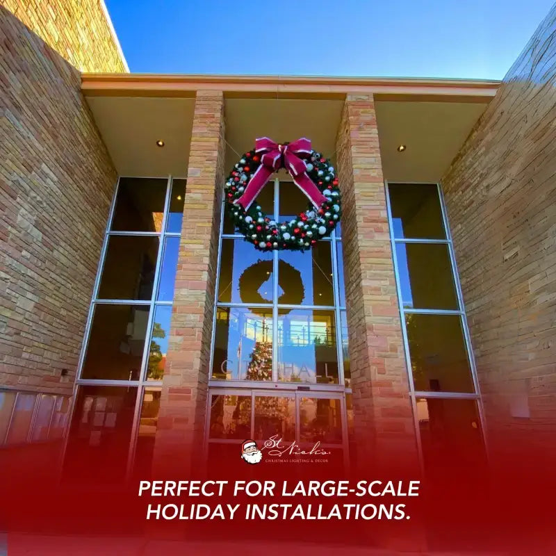Yuletide Wreath with Warm White Lights -Red