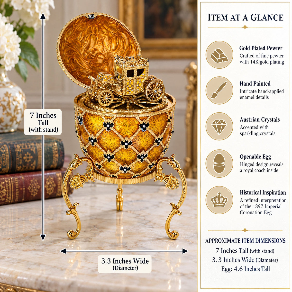 1897 Imperial Coronation Royal Easter Egg 7 Inches