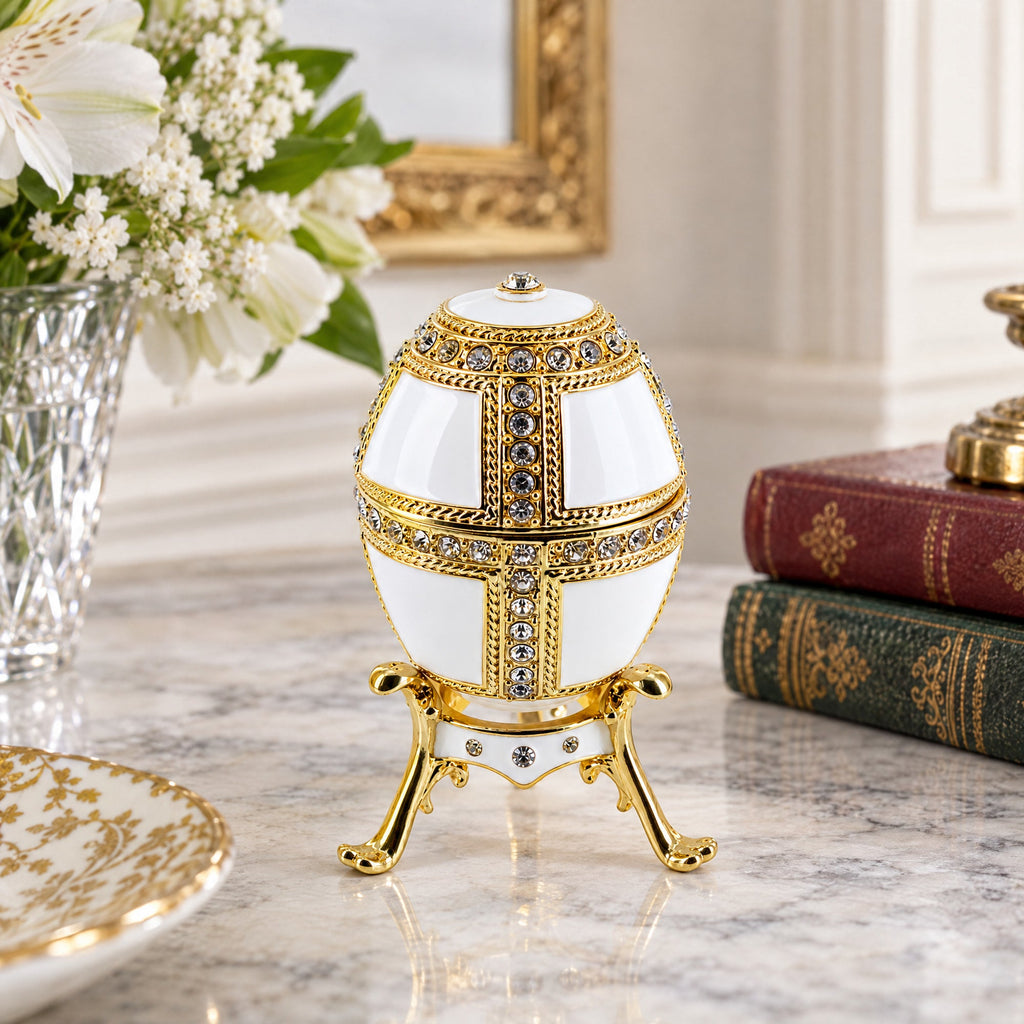 1890 Danish Palaces Royal Imperial Easter Egg in White