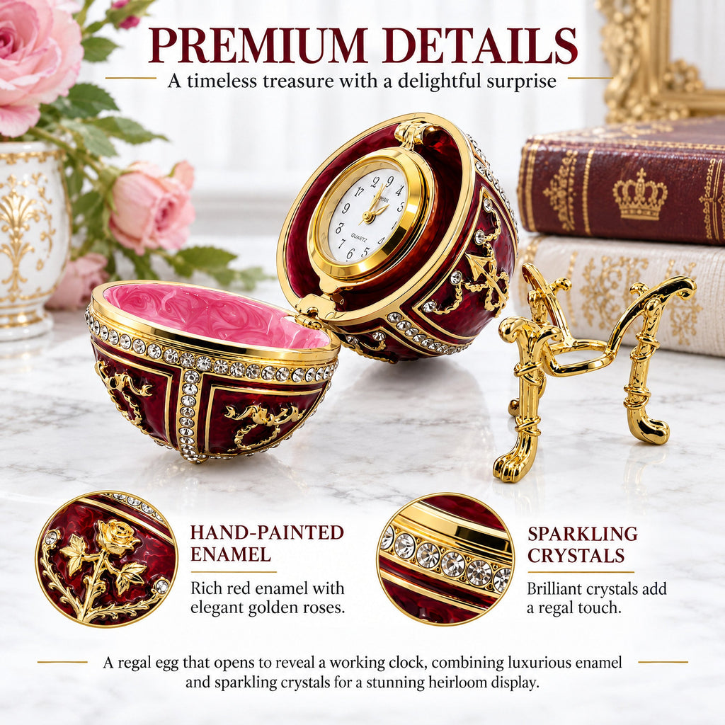 1895 Rosebud Royal Imperial Easter Egg with Clock Surprise