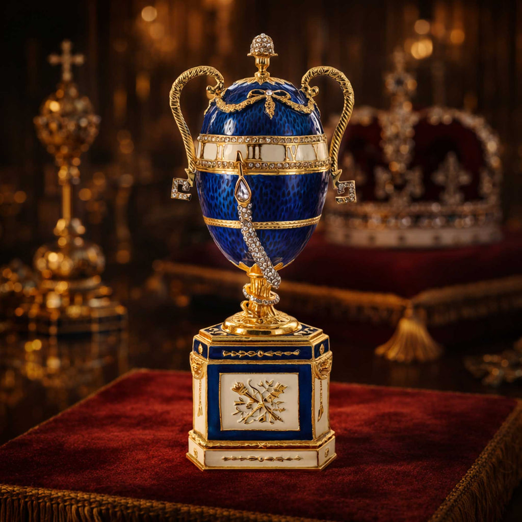 1895 Blue Serpent Clock Musical Royal Imperial Easter Egg