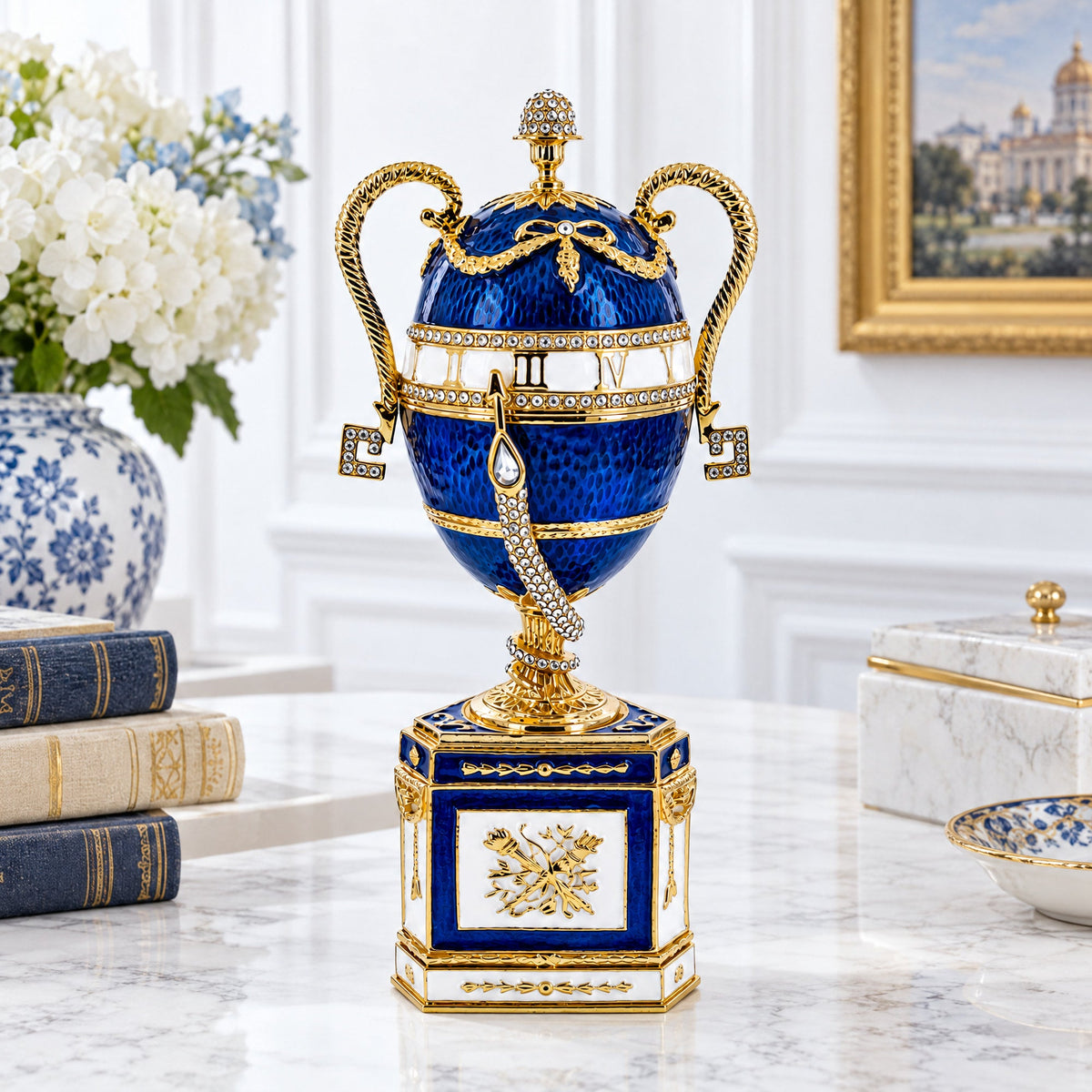 1895 Blue Serpent Clock Musical Royal Imperial Easter Egg