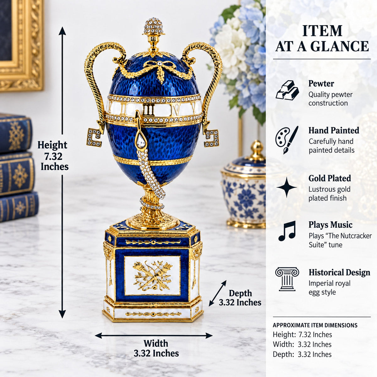 1895 Blue Serpent Clock Musical Royal Imperial Easter Egg