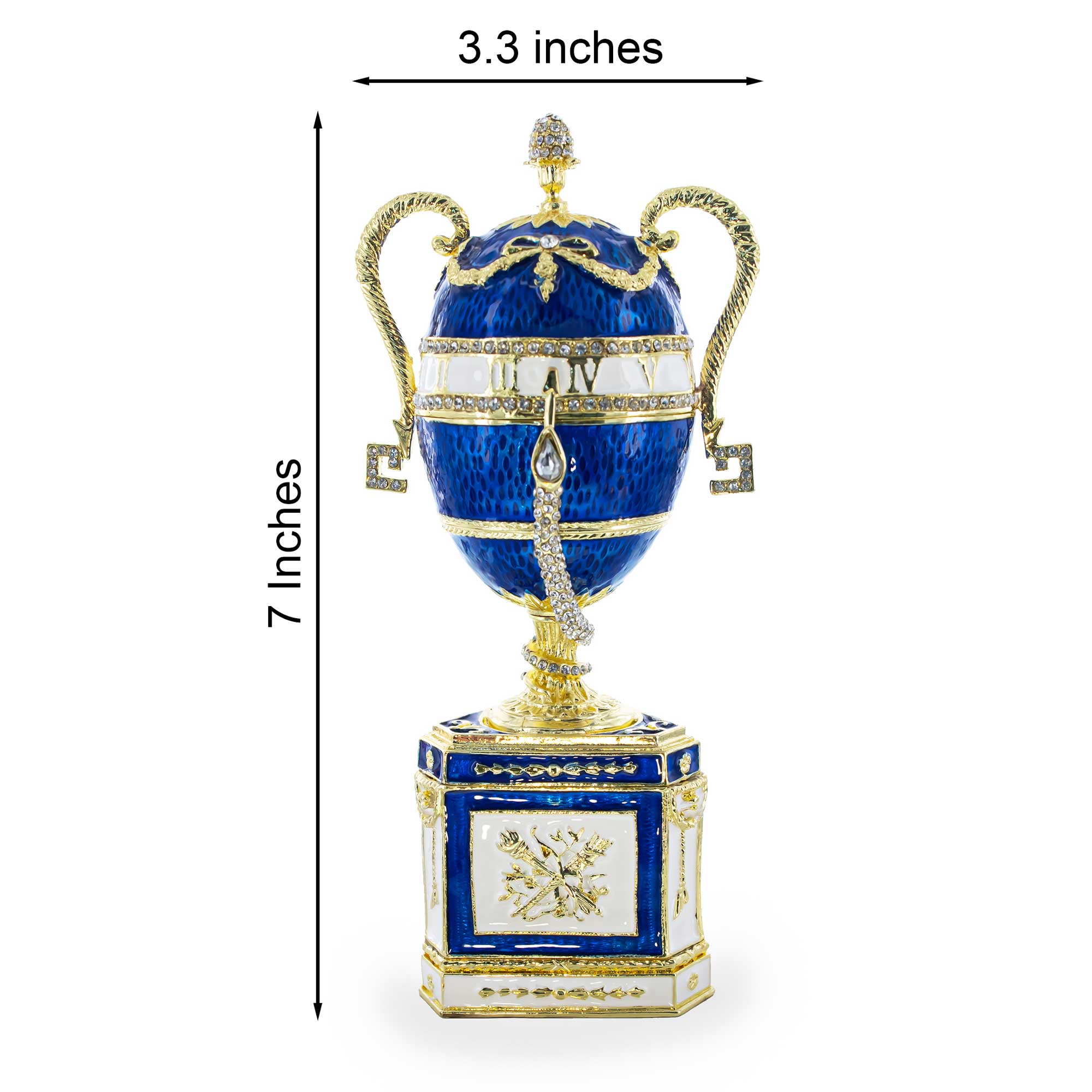 1895 Blue Serpent Clock Royal Imperial Easter Egg 7 Inches