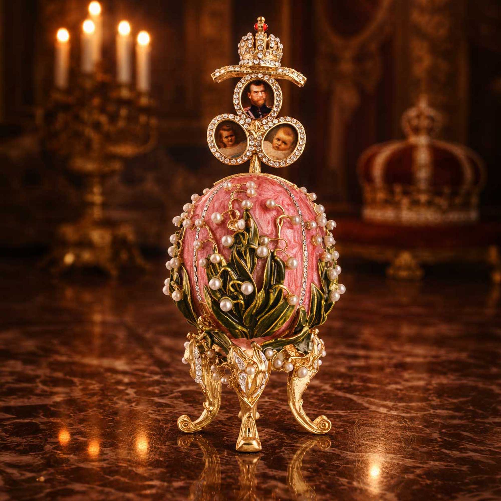 1898 Lilies of the Valley Musical Royal Imperial Easter Egg 6.3 Inches