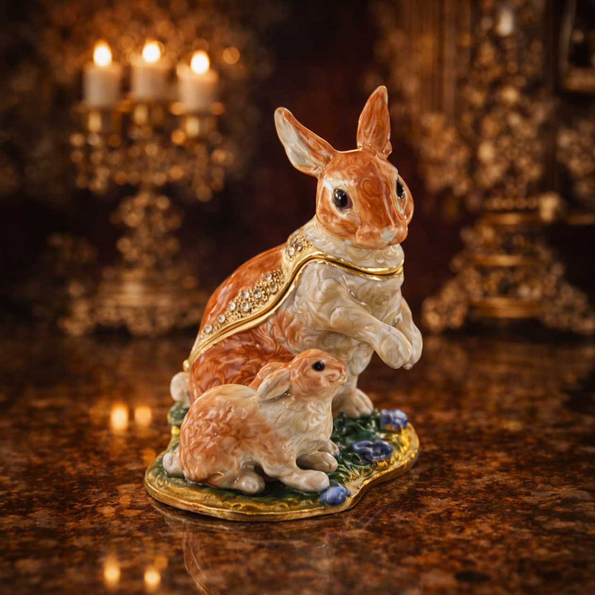 Bunny Family Trinket Box 3.25 Inches