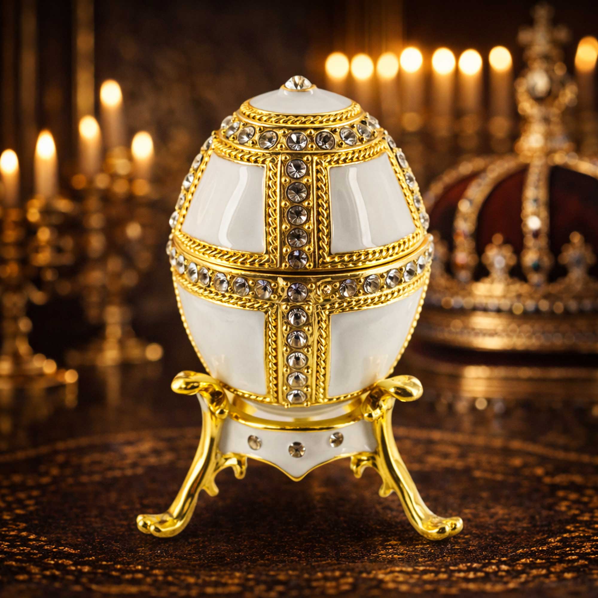 1890 Danish Palaces Royal Imperial Easter Egg in White