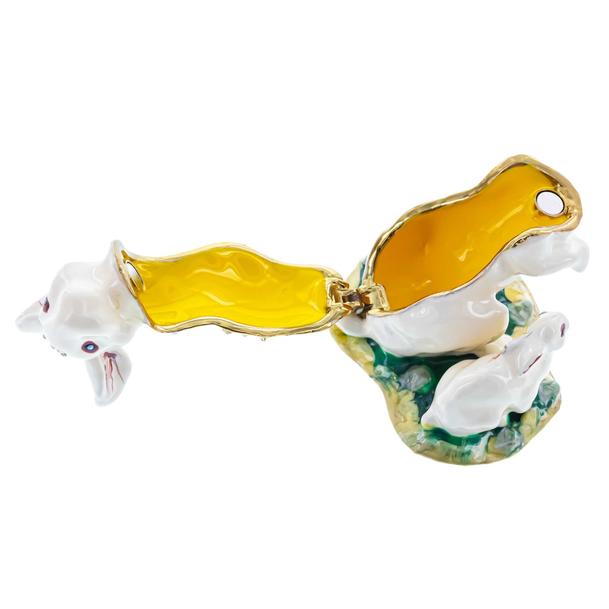 Bunny Family Jeweled Trinket Box Figurine