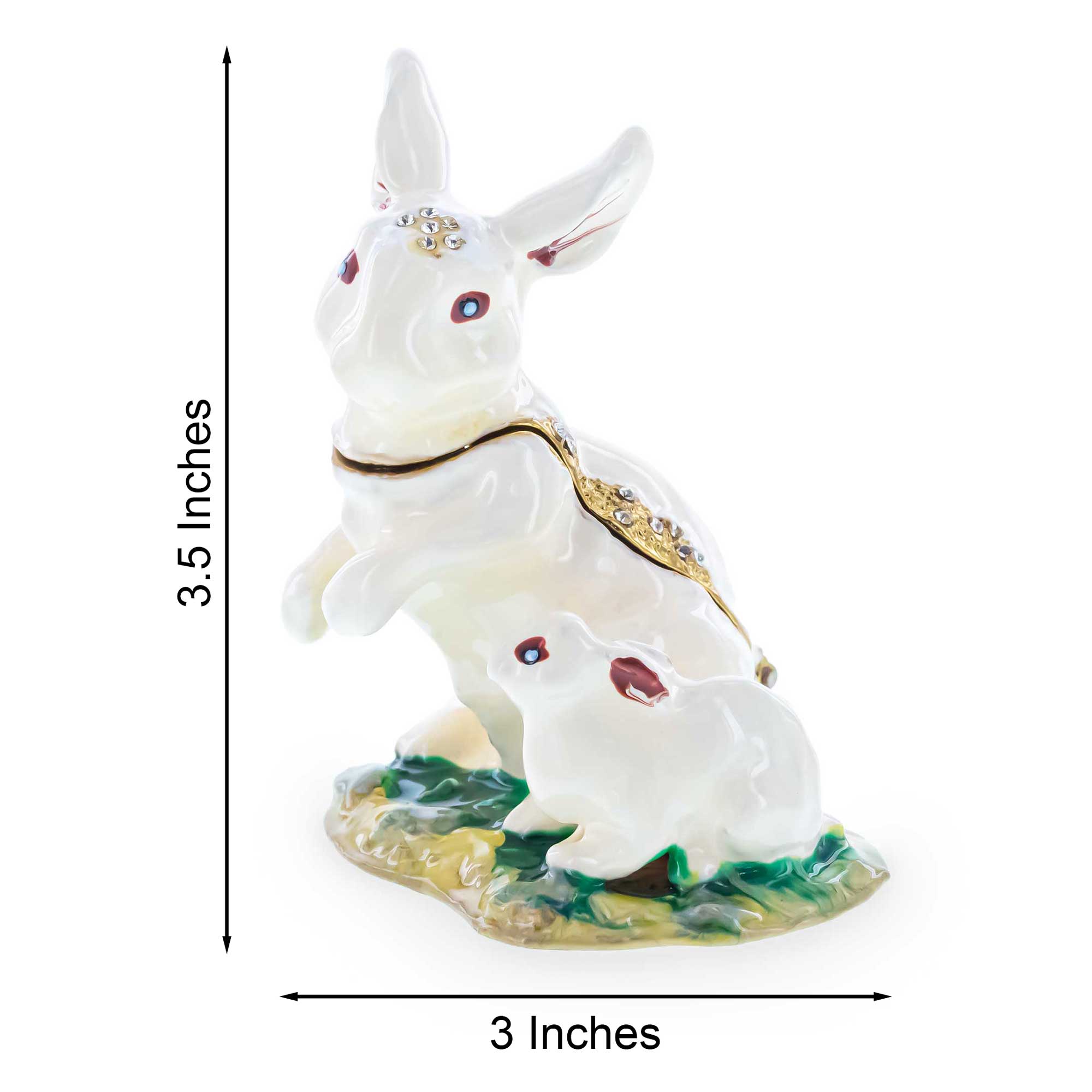 Bunny Family Jeweled Trinket Box Figurine