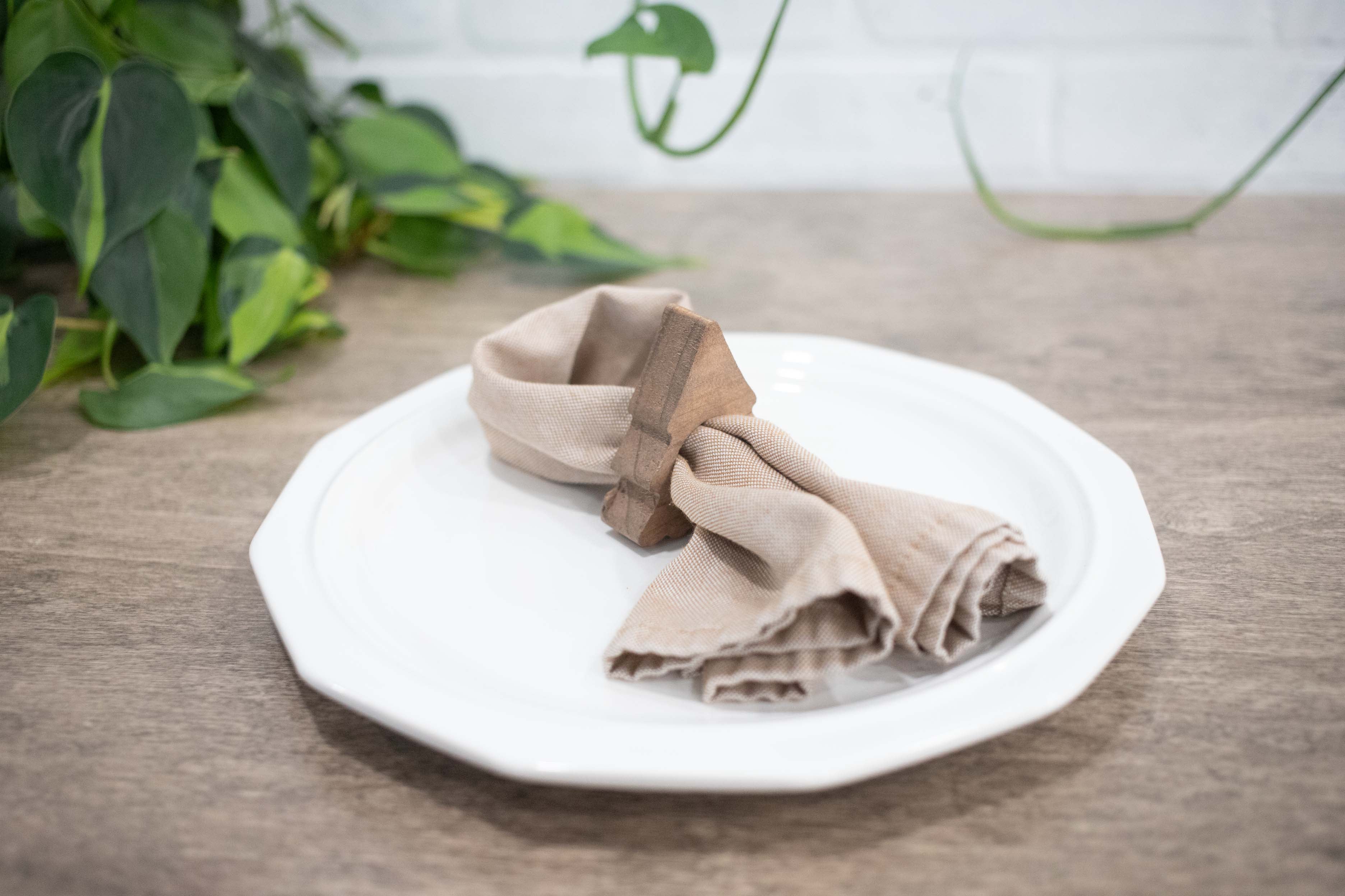 Christmas Tree Napkin Rings, Wood Christmas Table Decor, Upright Wood Pine Tree Napkin Ring