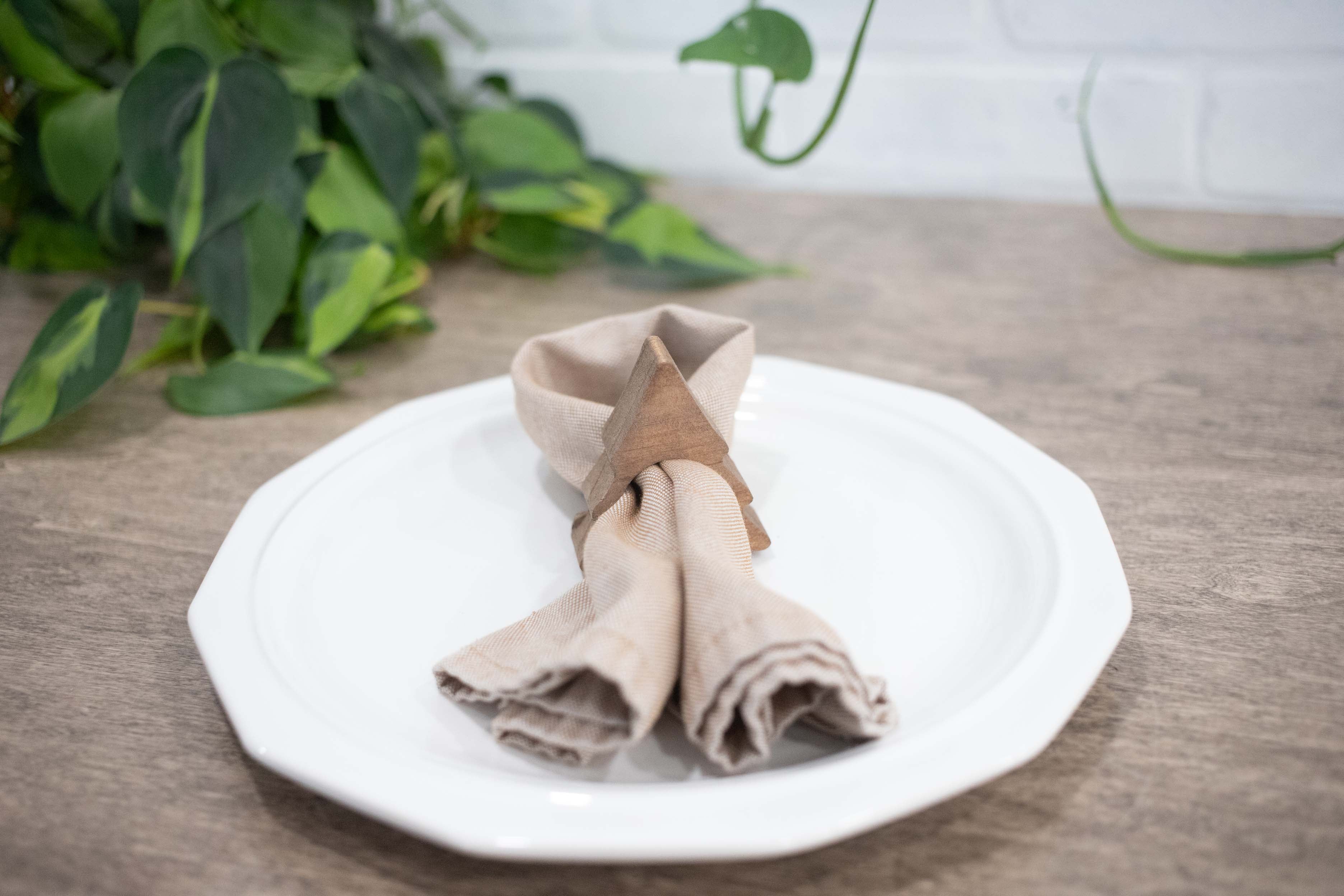 Christmas Tree Napkin Rings, Wood Christmas Table Decor, Upright Wood Pine Tree Napkin Ring