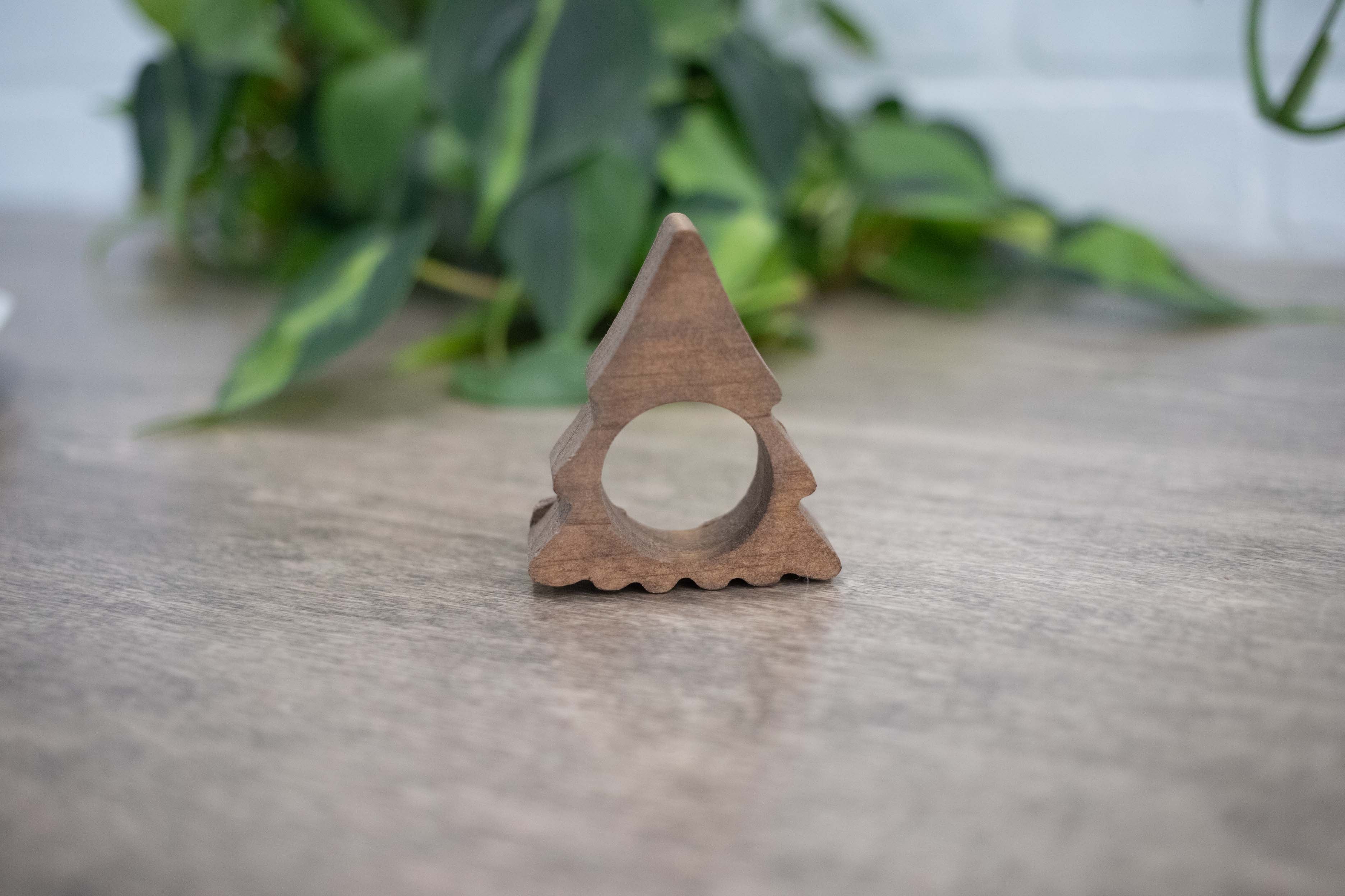 Christmas Tree Napkin Rings, Wood Christmas Table Decor, Upright Wood Pine Tree Napkin Ring