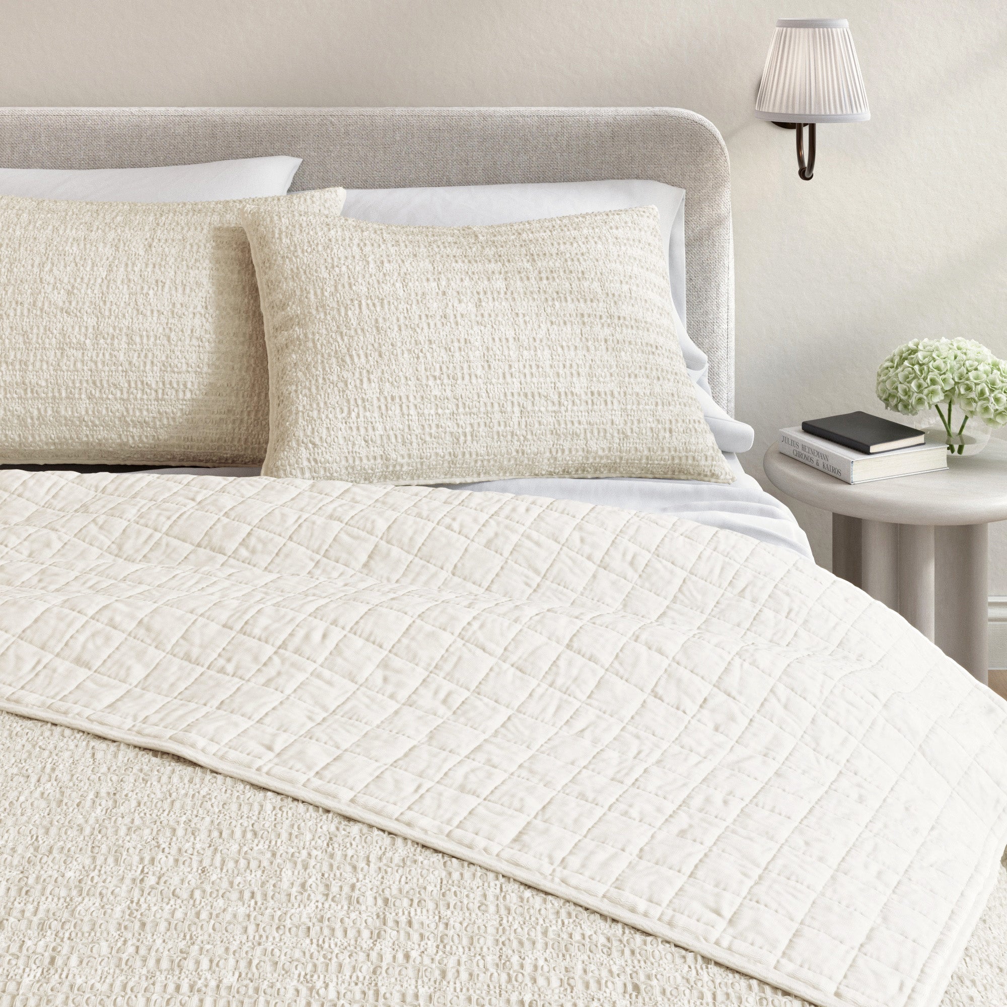100% Cotton Honeycomb Waffle Garment Washed Quilt Set - Genevieve Collection