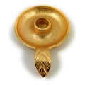 Vibhsa Gold Taper Candlestick Holder Dish | Leaf Handle, Rustic Gold, Aluminum