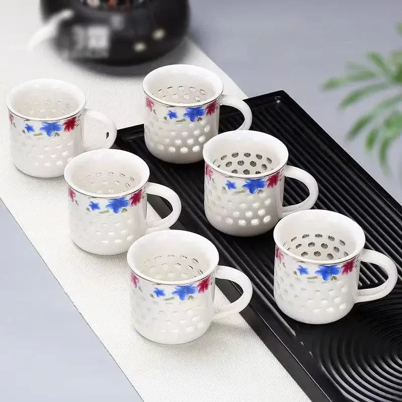 Blue & White Porcelain Tea Cup Set — Vintage Jingdezhen Ceramic