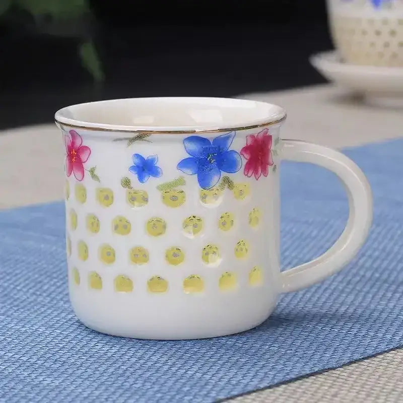 Blue & White Porcelain Tea Cup Set — Vintage Jingdezhen Ceramic