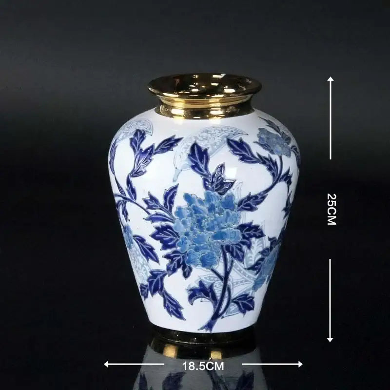Vintage blue & white porcelain ceramic vase living room decor