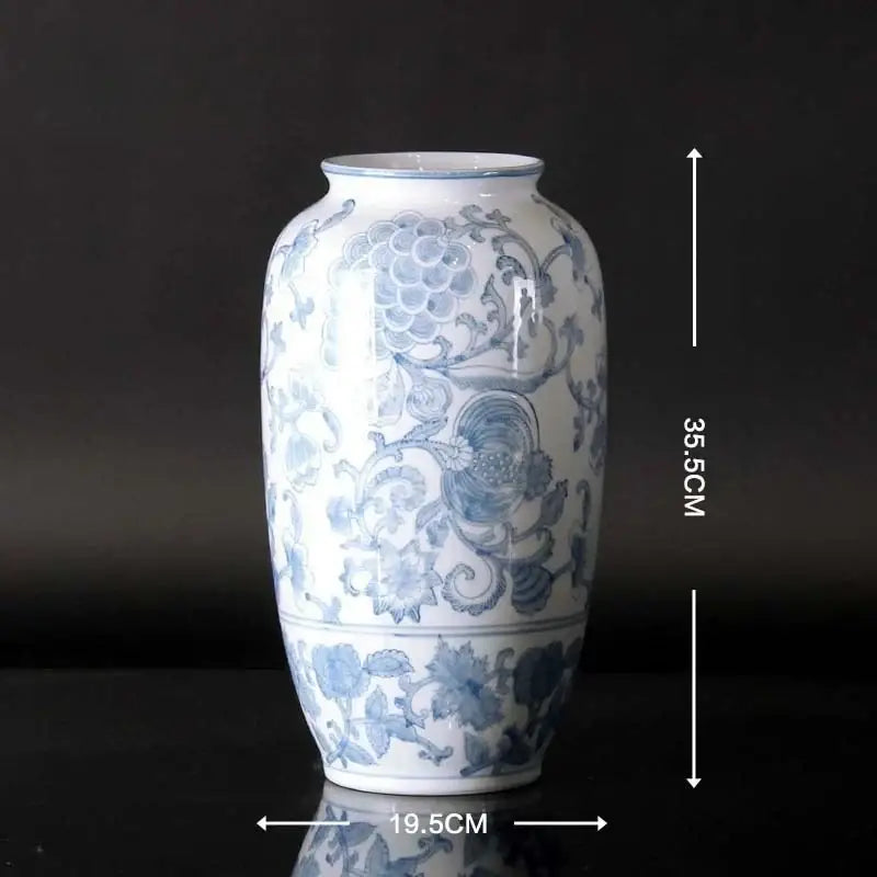 Vintage blue & white porcelain ceramic vase living room decor