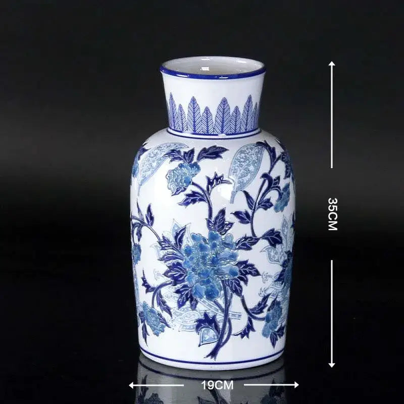 Vintage blue & white porcelain ceramic vase living room decor