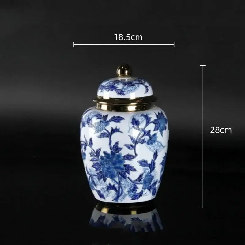 Vintage blue & white porcelain ceramic vase living room decor