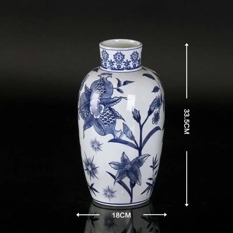 Vintage blue & white porcelain ceramic vase living room decor