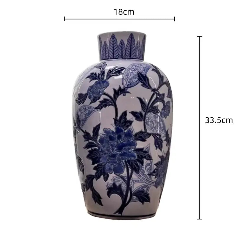 Vintage blue & white porcelain ceramic vase living room decor