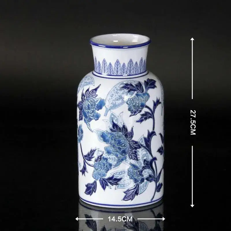 Vintage blue & white porcelain ceramic vase living room decor