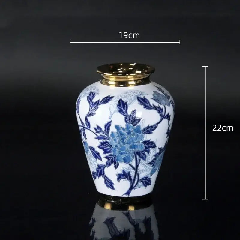 Vintage blue & white porcelain ceramic vase living room decor