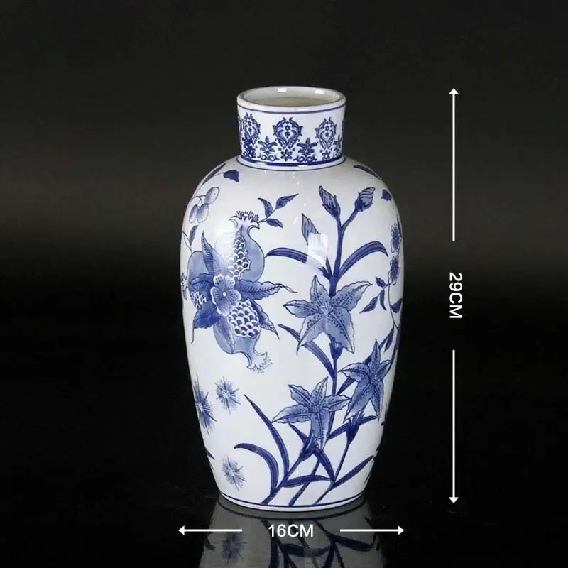 Vintage blue & white porcelain ceramic vase living room decor