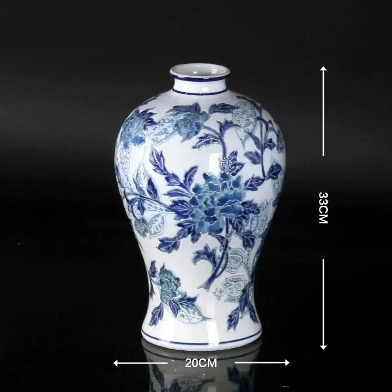 Vintage blue & white porcelain ceramic vase living room decor