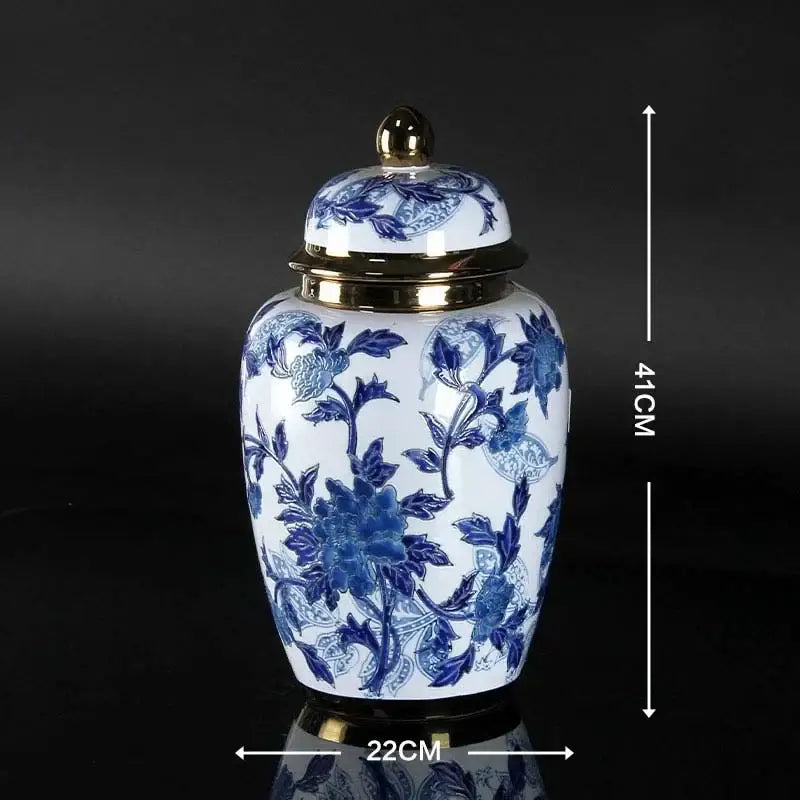 Vintage blue & white porcelain ceramic vase living room decor